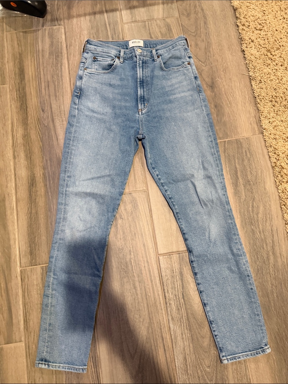 Agolde High-Rise Light Wash Straight Jeans